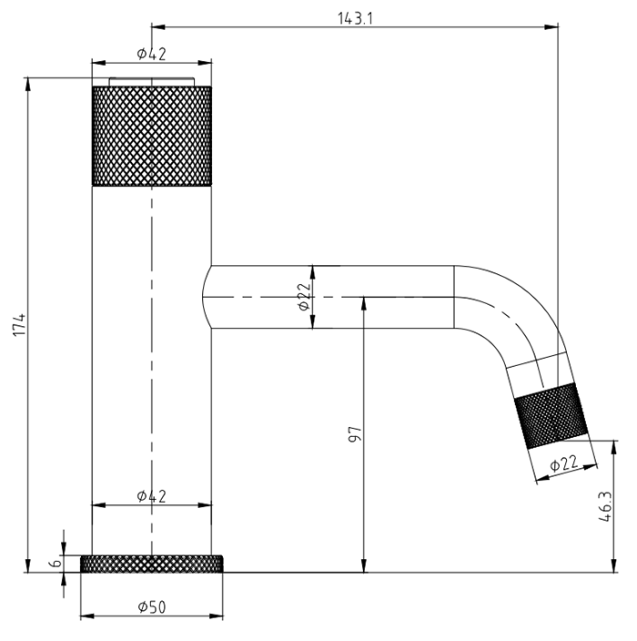 Arezzo Matt Black Industrial Style 1-Touch Basin Tap