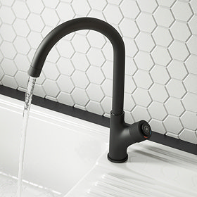 Arezzo Matt Black Industrial Style 1-Touch Kitchen Mixer Tap Large Image