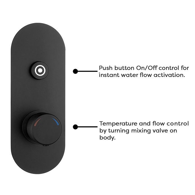 Arezzo Matt Black Industrial Style Push Button Shower Valve (1 Outlet) Feature Large Image