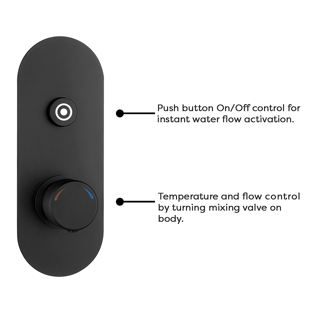 Arezzo Matt Black Industrial Style Push Button Shower Valve (1 Outlet)  Feature Large Image