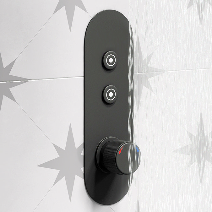 Arezzo Matt Black Industrial Style Push Button Shower Valve (2 Outlets)  Feature Large Image