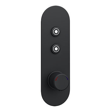 Arezzo Matt Black Industrial Style Push Button Shower Valve (2 Outlets)  Feature Large Image
