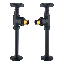 Arezzo Matt Black Industrial Style Angled Radiator Valves Large Image