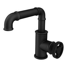 Arezzo Matt Black Industrial Style Side Tap Head Basin Mixer Large Image