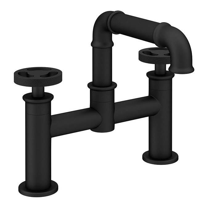 Arezzo Matt Black Industrial Style Bath Filler  Feature Large Image