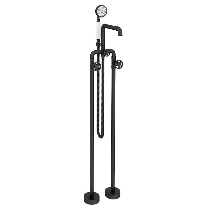 Arezzo Matt Black Industrial Style Freestanding Bath Shower Mixer Tap  Standard Large Image