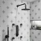 Arezzo Matt Black Industrial Style Push Button Shower Valve with Diverter, Handset, Fixed Shower Hea