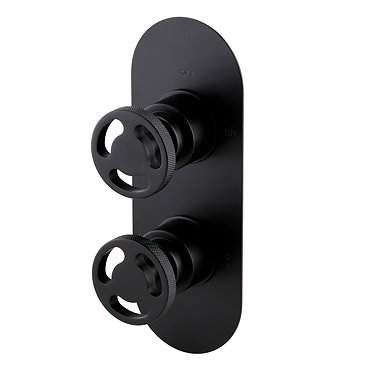 Arezzo Matt Black Industrial Style Round Modern Twin Concealed Shower Valve  Profile Large Image