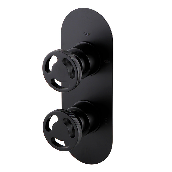 Arezzo Matt Black Industrial Style Shower System with Concealed Valve + Ceiling Mounted Head Profil