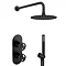 Arezzo Matt Black Industrial Style Shower System with Concealed Valve, Head + Handset  Newest Large 