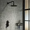 Arezzo Matt Black Industrial Style Shower System with Concealed Valve + Head Large Image