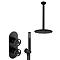 Arezzo Matt Black Industrial Style Shower System with Valve, Handset + Ceiling Mounted Head  In Bath