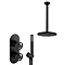 Arezzo Matt Black Industrial Style Shower System with Valve, Handset + Ceiling Mounted Head In Bath