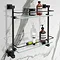 Arezzo Matt Black Modern Double Glass Shelf Large Image