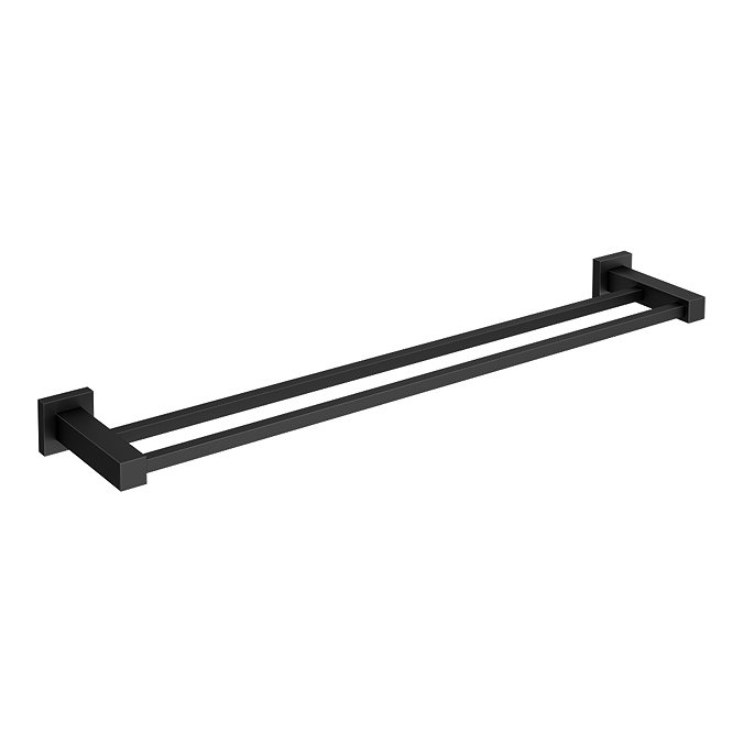 Arezzo Matt Black Modern Double Towel Rail  Profile Large Image