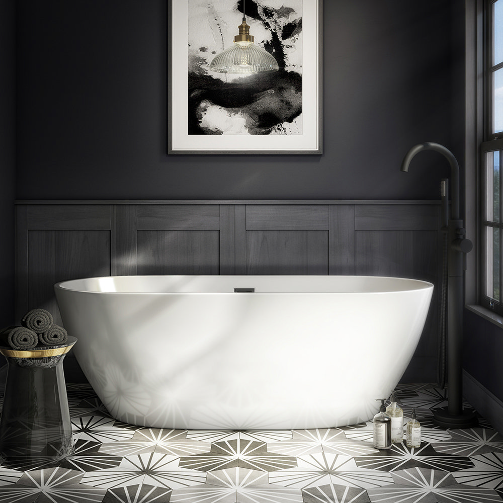 Arezzo Matt Black Modern Free Standing Bathroom Suite