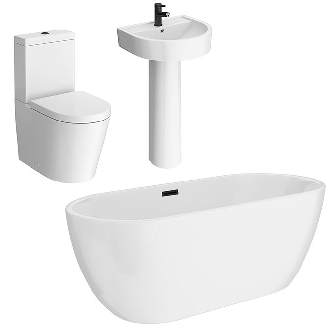 Arezzo Matt Black Modern Free Standing Bathroom Suite