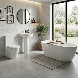 Arezzo Matt Black Modern Free Standing Bathroom Suite