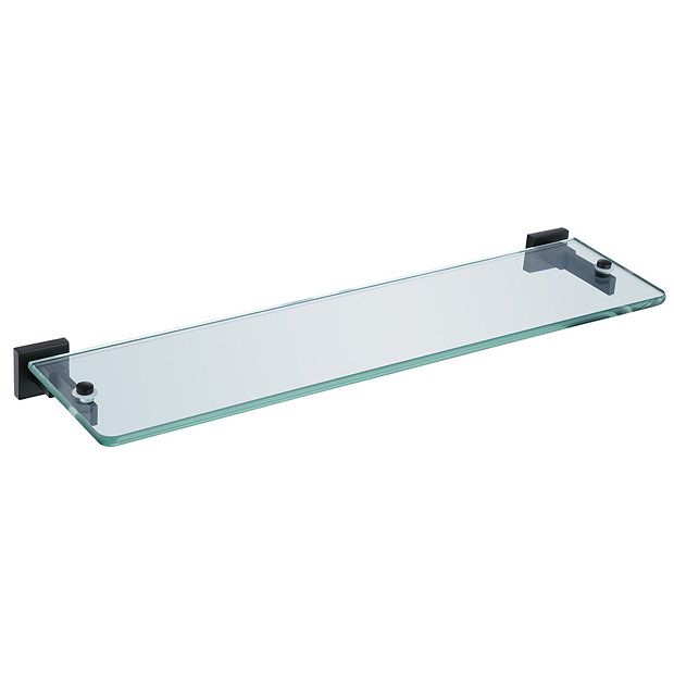 Arezzo Matt Black Modern Single Glass Shelf  Profile Large Image
