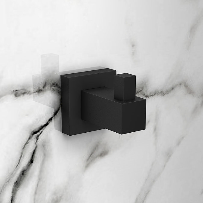 Arezzo Matt Black Modern Single Robe Hook  Profile Large Image