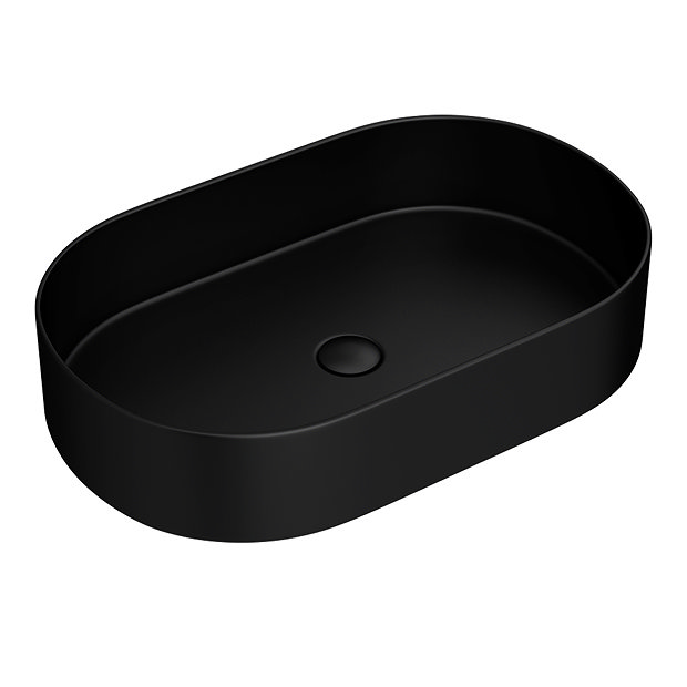 Arezzo Matt Black Oval Ceramic Counter Top Basin (600 x 380mm)  Profile Large Image