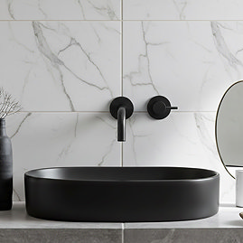 Arezzo Matt Black Oval Ceramic Counter Top Basin (600 x 380mm)
