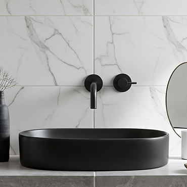 Arezzo Matt Black Oval Ceramic Counter Top Basin (600 x 380mm)  Profile Large Image