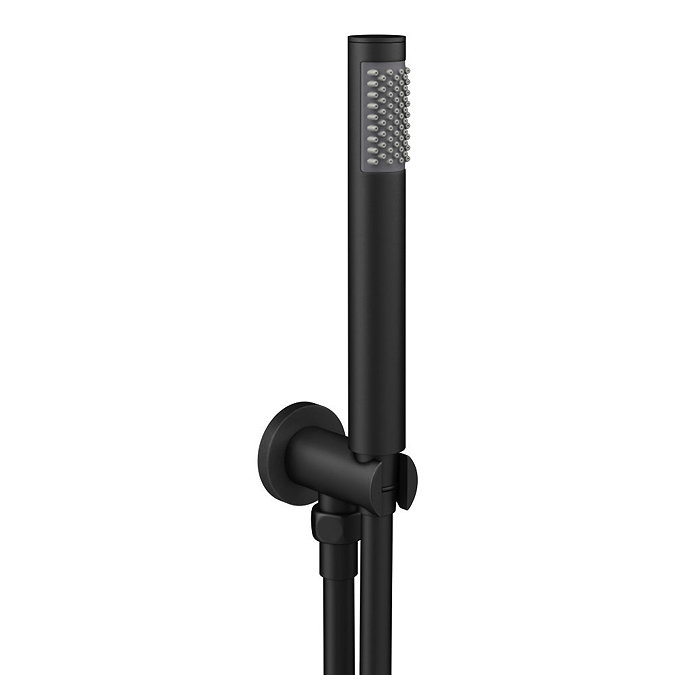 Arezzo Matt Black Push-Button Shower with Handset + Rainfall Shower Head  additional Large Image