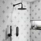 Arezzo Matt Black Push-Button Shower with Handset + Rainfall Shower Head Large Image
