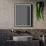 Arezzo Matt Black 500 x 700mm Rectangular LED Illuminated Anti-Fog Bathroom Mirror