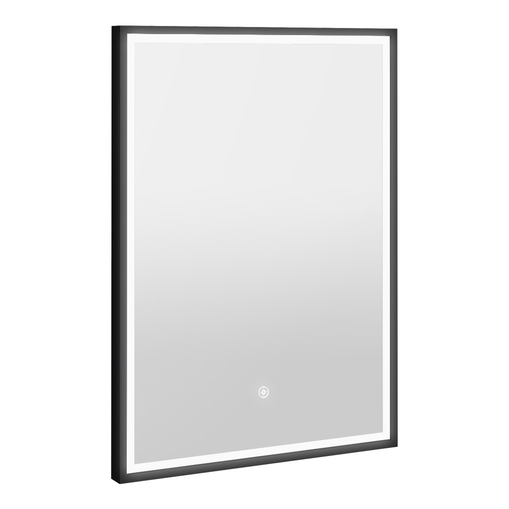 Arezzo Matt Black 520 x 720mm Rectangular LED Illuminated Anti Fog