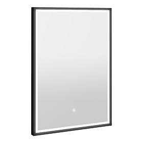 Arezzo Matt Black 500 x 700mm Rectangular LED Illuminated Anti-Fog Bathroom Mirror