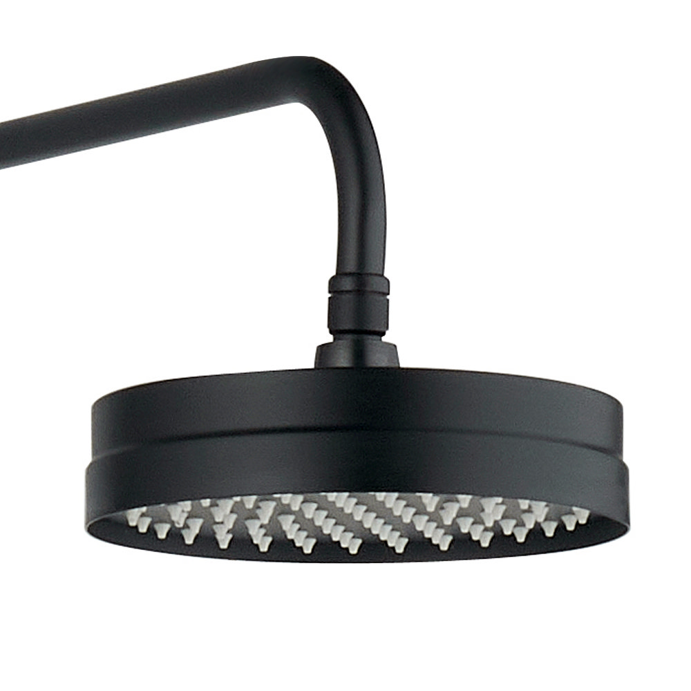 Arezzo Matt Black Rigid Riser Kit with 195mm Fixed Round Overhead