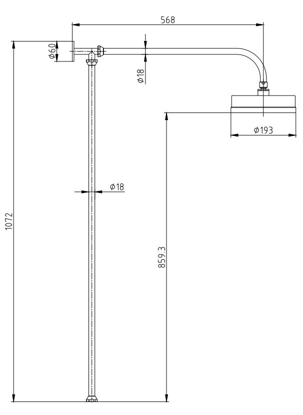 Arezzo Matt Black Rigid Riser Kit with 195mm Fixed Round Overhead Drench Shower Head