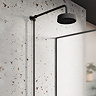 Arezzo Matt Black Rigid Riser Kit with 195mm Fixed Round Overhead Drench Shower Head