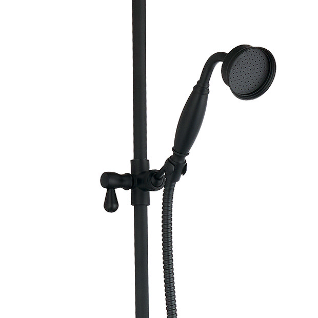 Arezzo Matt Black Rigid Riser Kit with Shower Head, Handshower