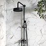 Arezzo Matt Black Rigid Riser Kit with Shower Head, Handshower & Diverter