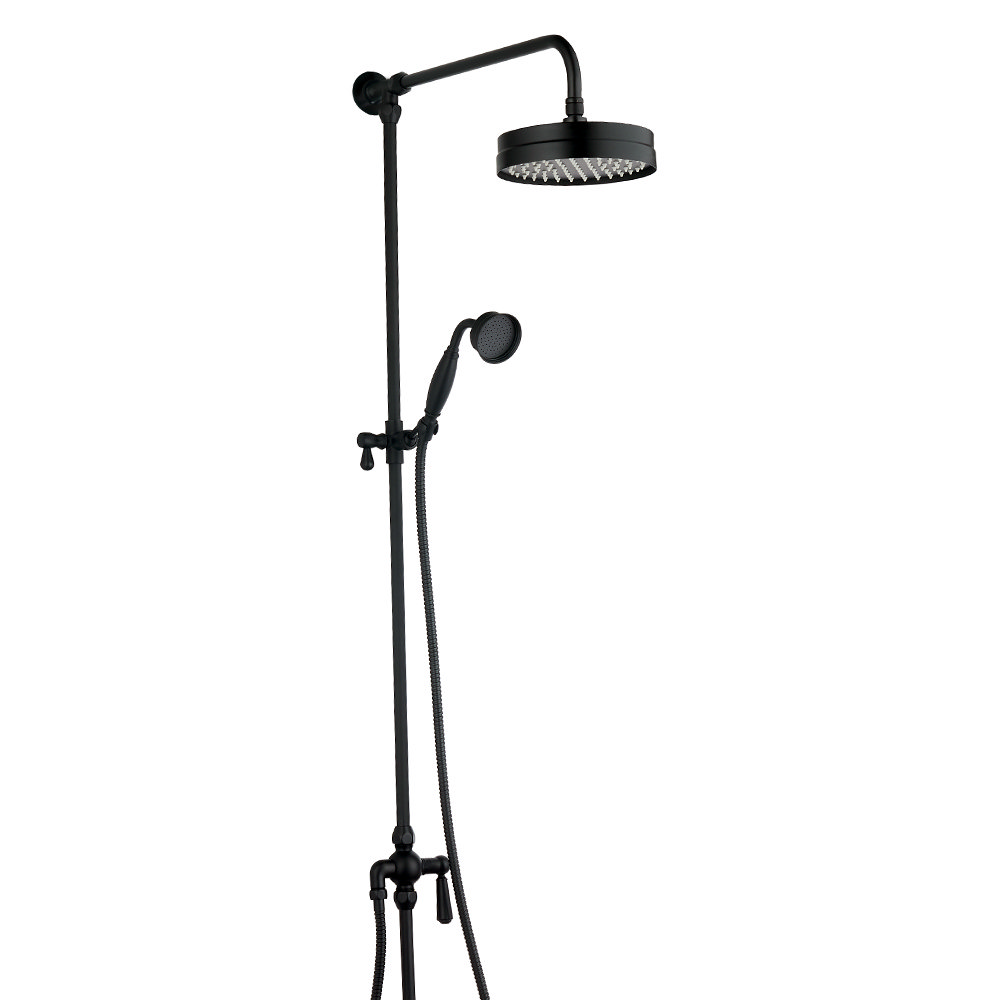 Arezzo Matt Black Rigid Riser Kit with Shower Head, Handshower