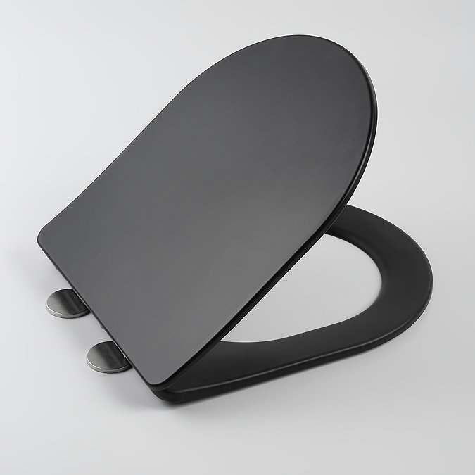 Arezzo Matt Black Rimless Back to Wall Toilet + Soft Close Seat  Profile Large Image