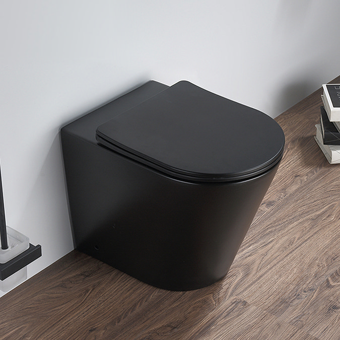 Arezzo Matt Black Rimless Back to Wall Toilet incl. Soft Close Seat