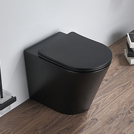 Arezzo Matt Black Rimless Back to Wall Toilet + Soft Close Seat Medium Image