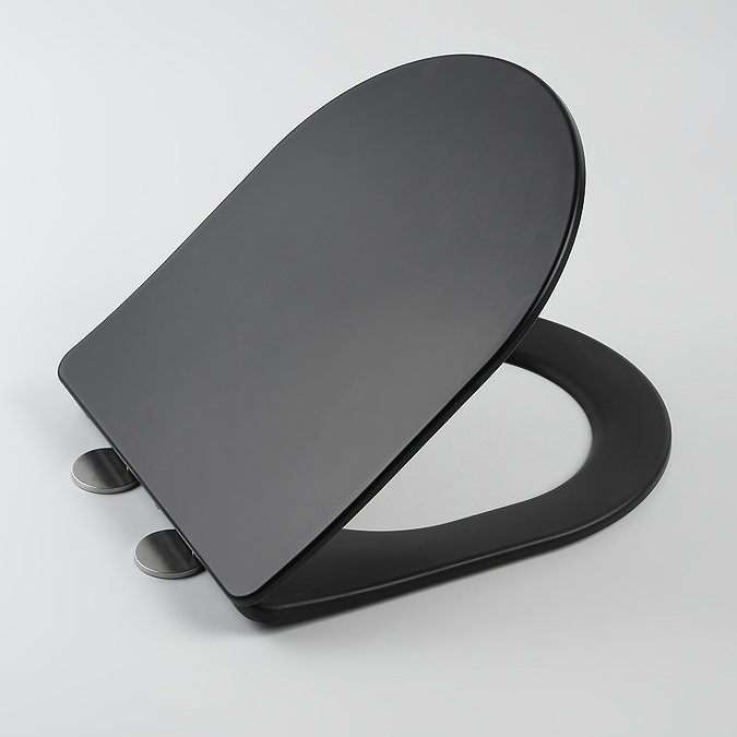 Arezzo Matt Black Rimless Wall Hung Toilet incl. Soft Close Seat  Profile Large Image