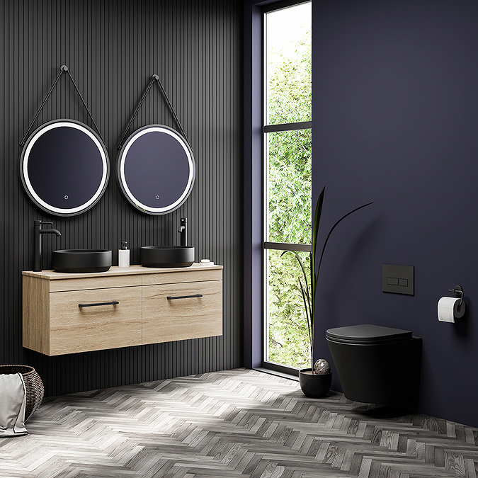 Arezzo Matt Black Rimless Wall Hung Toilet incl. Soft Close Seat  additional Large Image