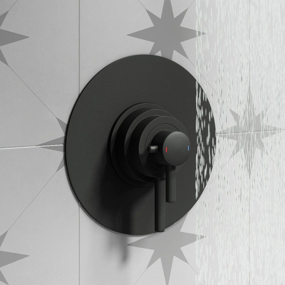 Arezzo Matt Black Round Concealed Dual Thermostatic Shower Valve  Feature Large Image