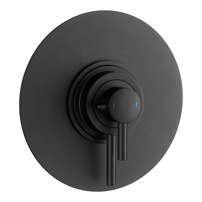 Arezzo Matt Black Round Concealed Dual Thermostatic Valve w. 200mm Shower Head  Profile Large Image