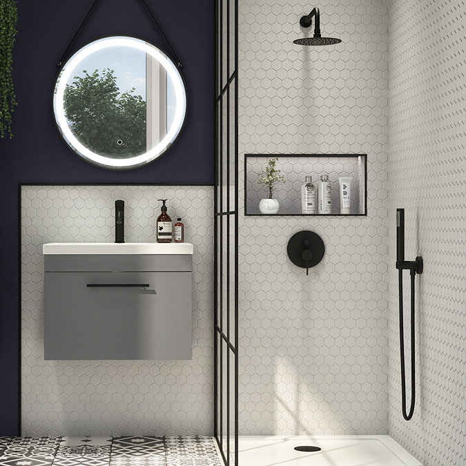 Arezzo Matt Black Round Concealed Manual Shower Valve with Diverter  Feature Large Image