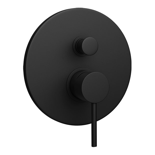 Arezzo Matt Black Round Concealed Manual Valve with Bath Spout + Shower Handset  Profile Large Image