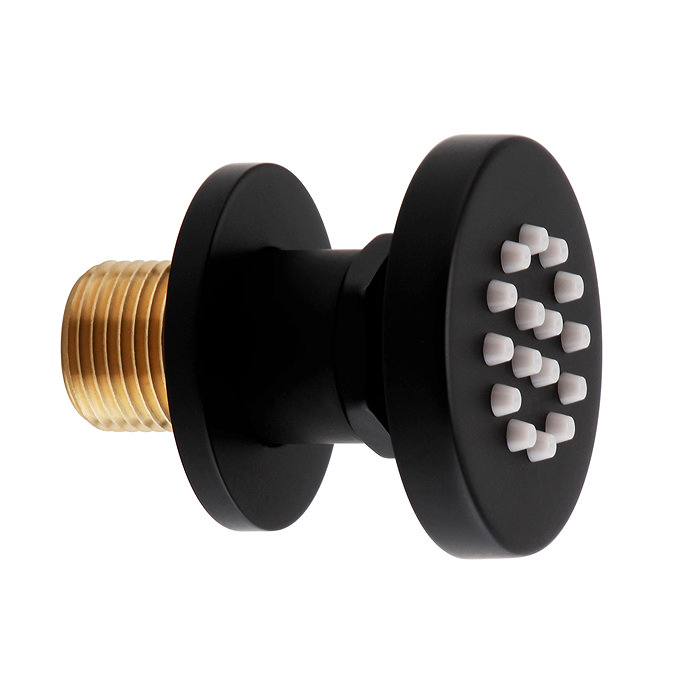 Arezzo Matt Black Round Concealed Triple Shower Valve with Fixed Head + 4 Body Jets In Bathroom Lar