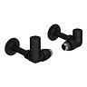 Arezzo Matt Black Round Corner Angled Radiator Valves with Pipe Kit
