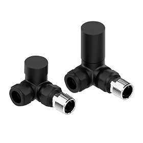 Arezzo Matt Black Round Corner Radiator Valves Large Image